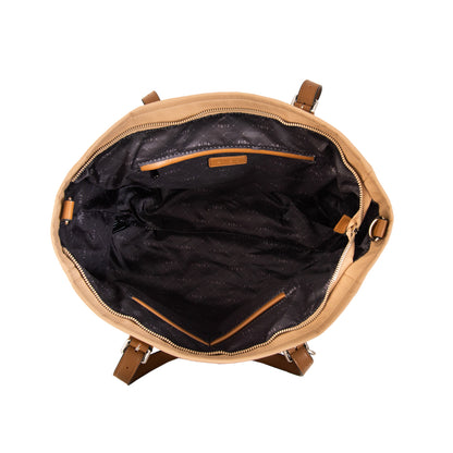 Cartera tote porta notebook marta grande beige oscuro