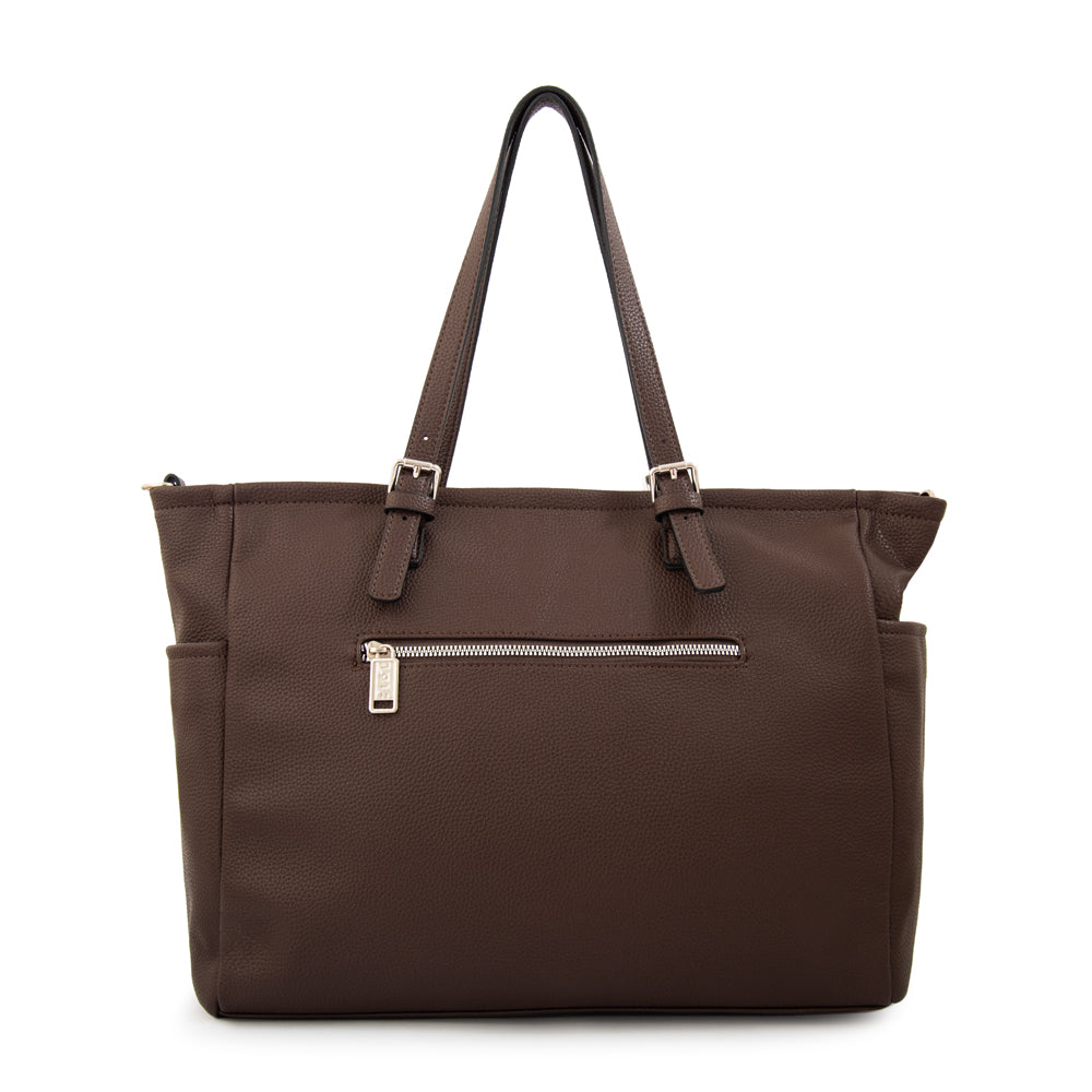 Cartera tote porta notebook marta grande café oscuro