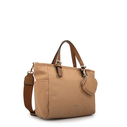 Cartera bandolera con dos asas marta mediana beige oscuro