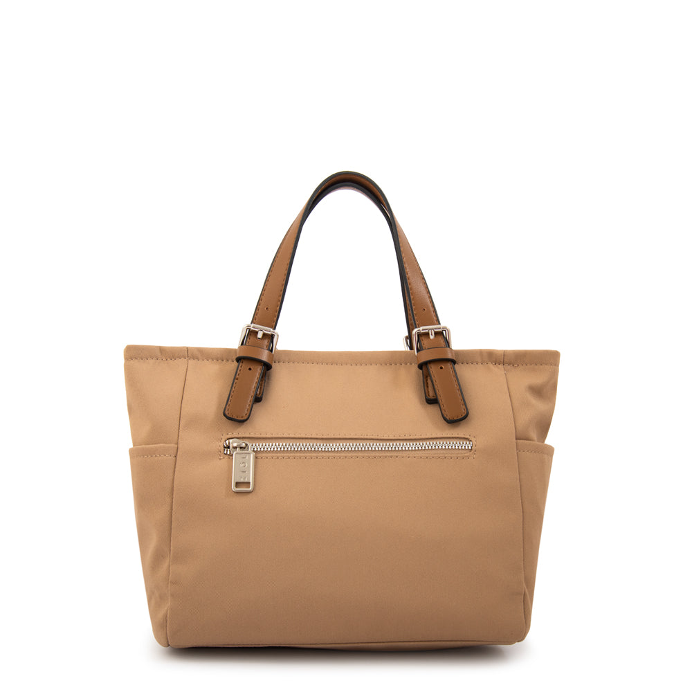 Cartera bandolera con dos asas marta mediana beige oscuro