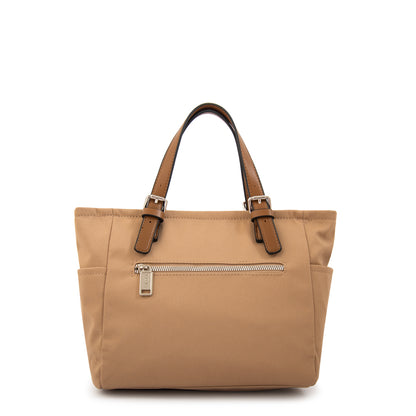 Cartera bandolera con dos asas marta mediana beige oscuro