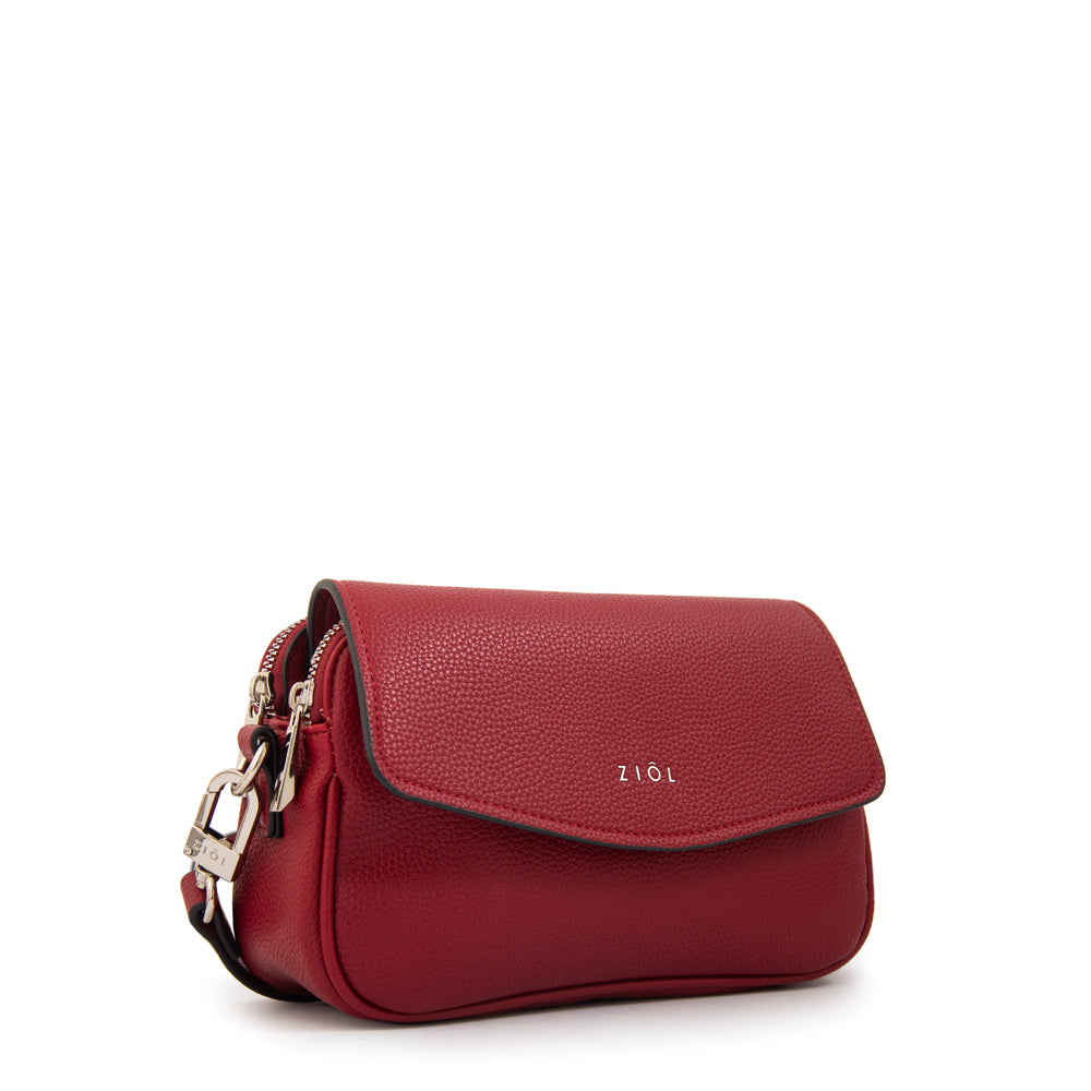 Cartera bandolera roma pequeña rojo oscuro