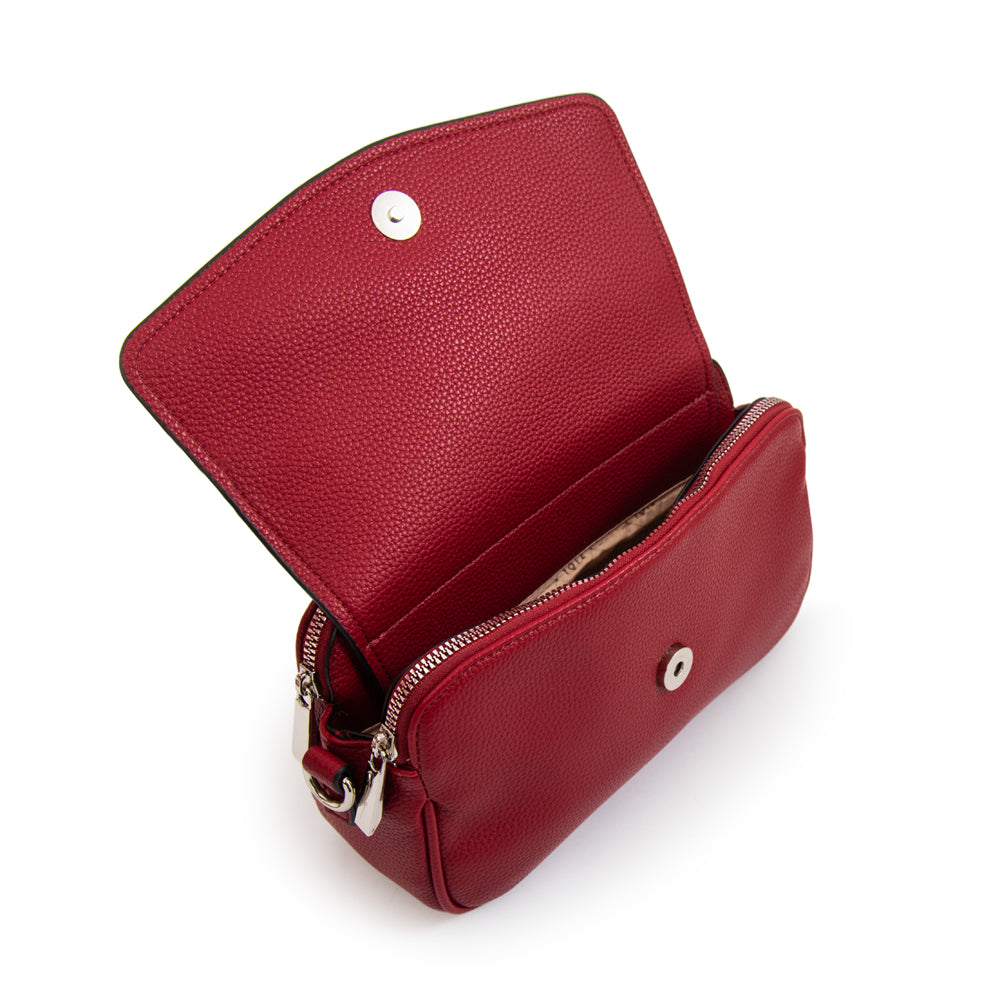Cartera bandolera roma pequeña rojo oscuro