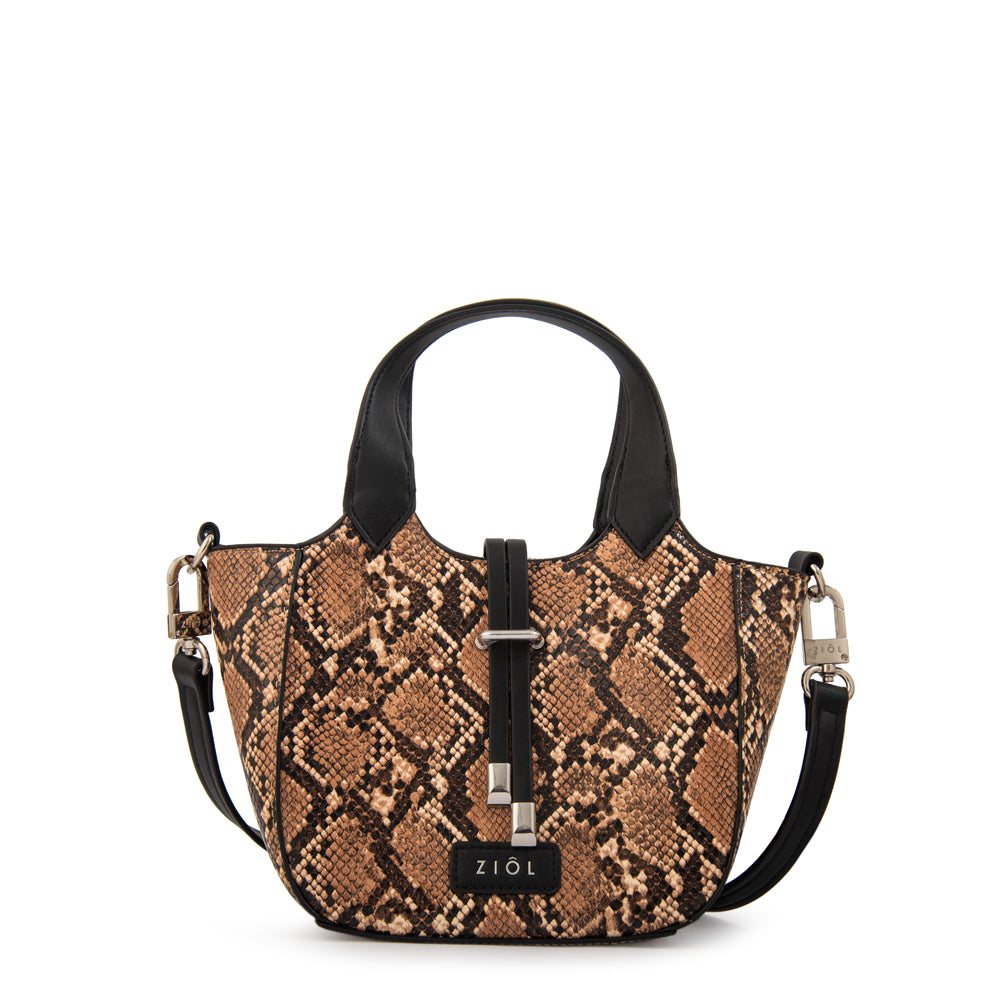 Cartera tote boa pequeña beige oscuro