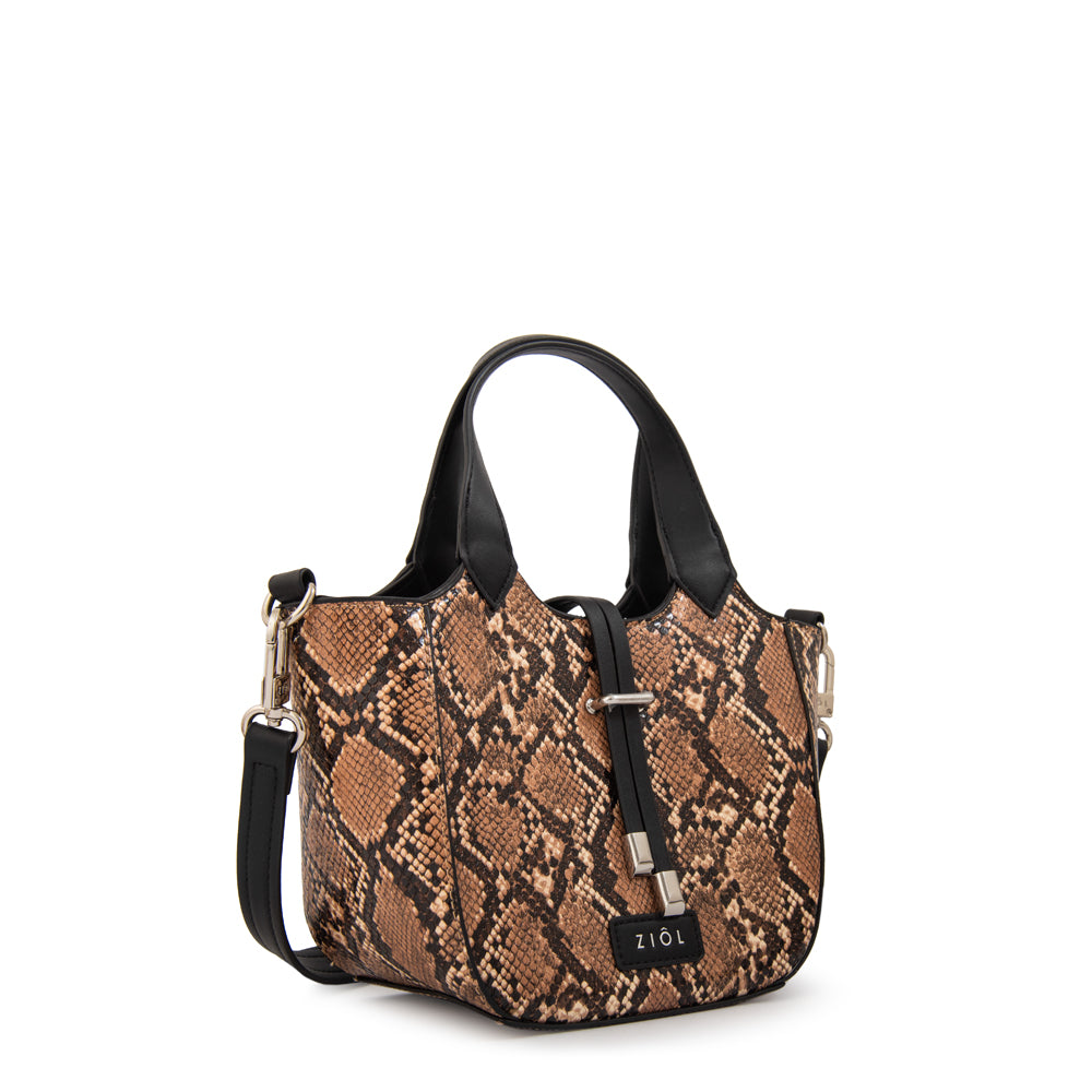 Cartera tote boa pequeña beige oscuro