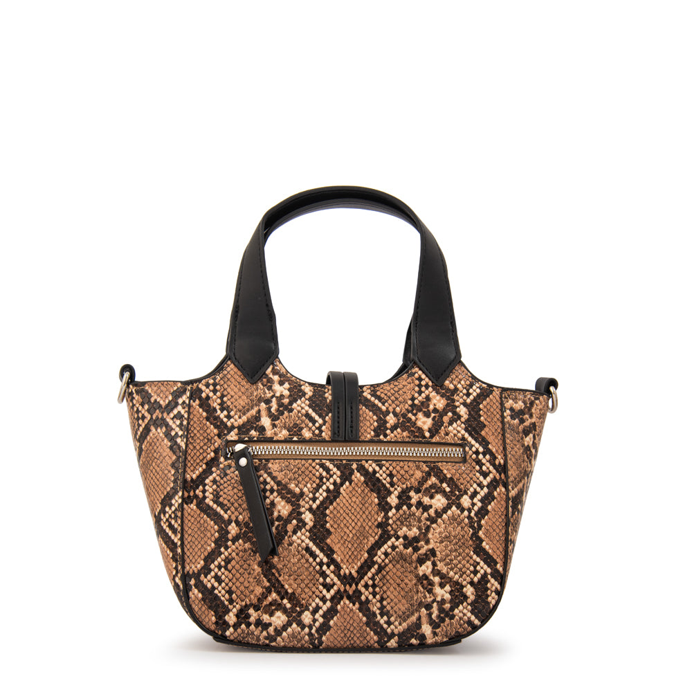 Cartera tote boa pequeña beige oscuro