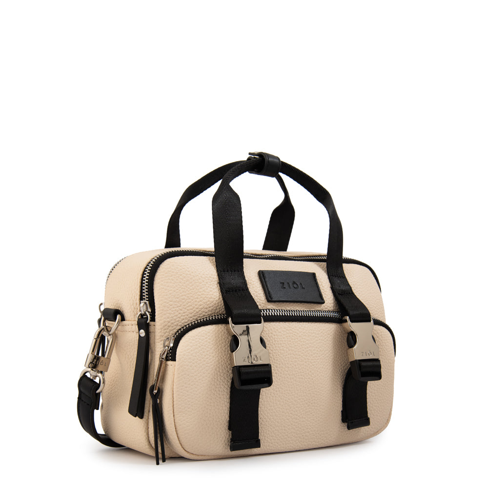 Cartera Bandolera dorina mediana blanco crudo