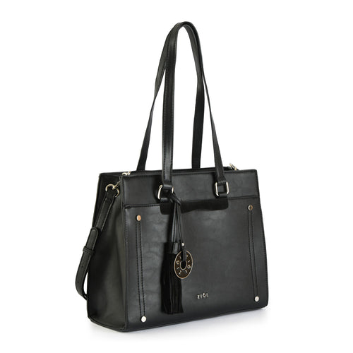 Cartera tote tres divisiones inisa mediana negro