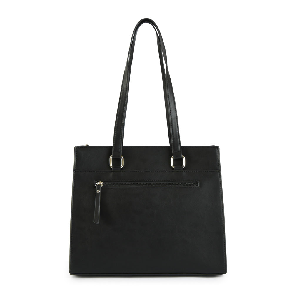 Cartera tote tres divisiones inisa mediana negro