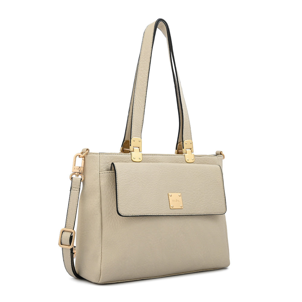 Cartera tote tres divisiones jelena mediana blanco crudo