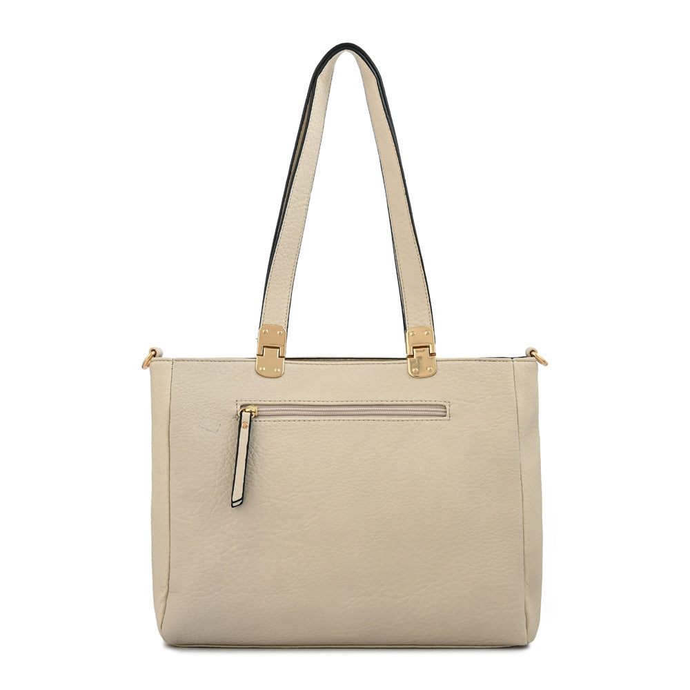 Cartera tote tres divisiones jelena mediana blanco crudo