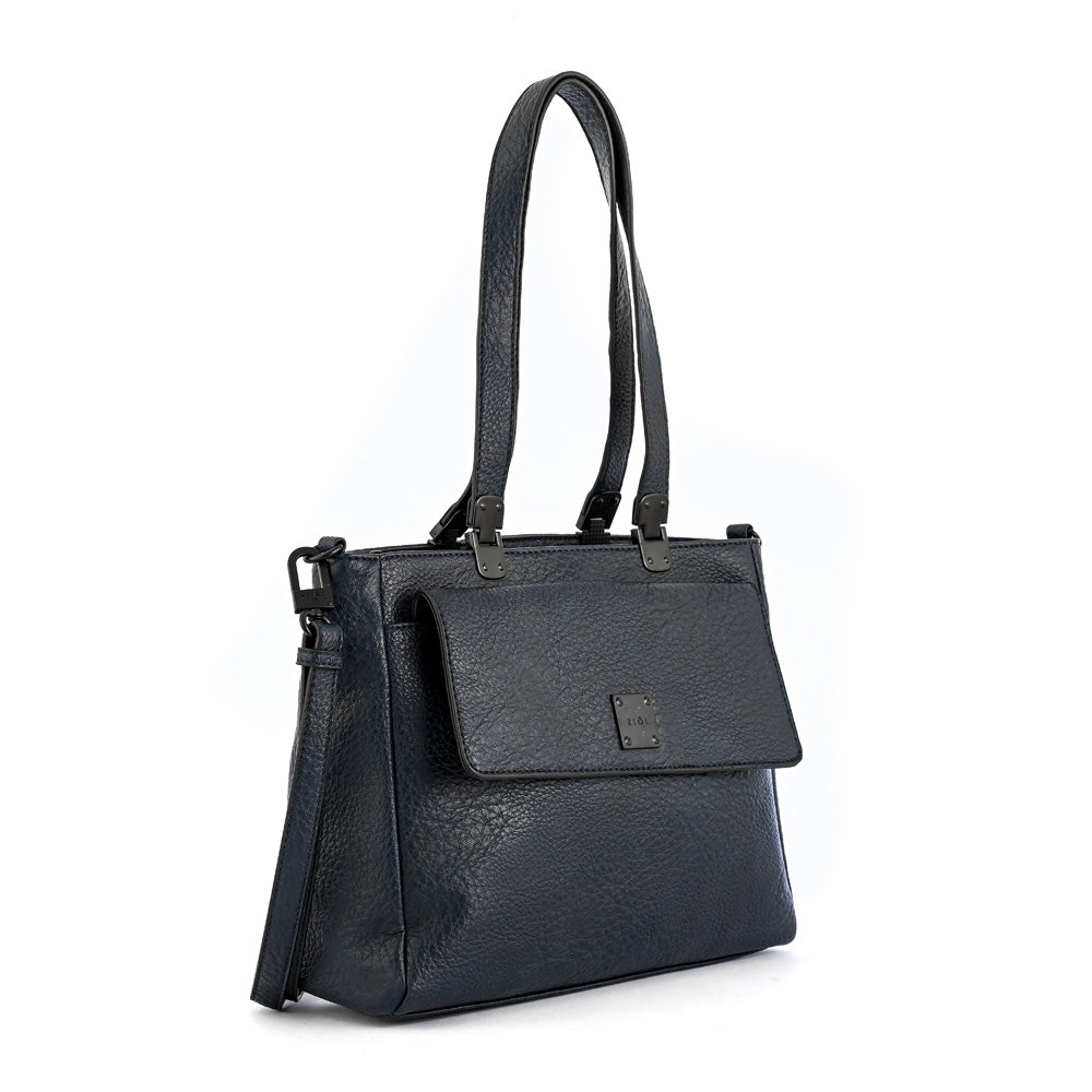 Cartera tote tres divisiones jelena mediana azul oscuro
