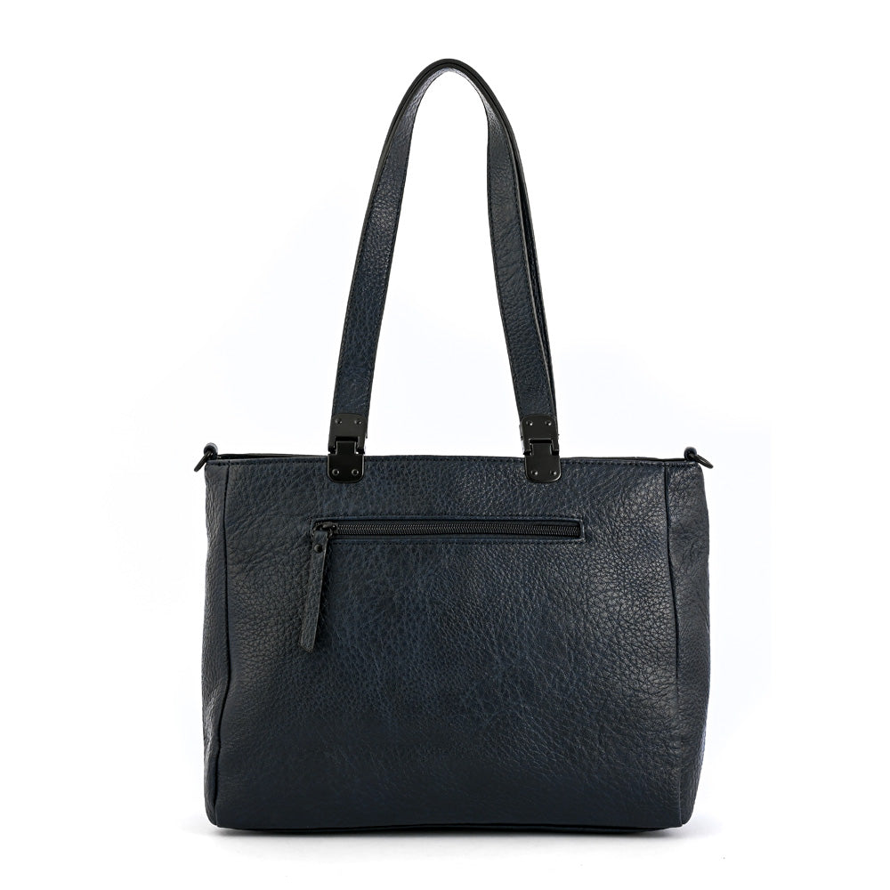 Cartera tote tres divisiones jelena mediana azul oscuro