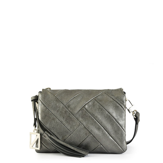 Cartera bandolera pequeña bora plateado oscuro