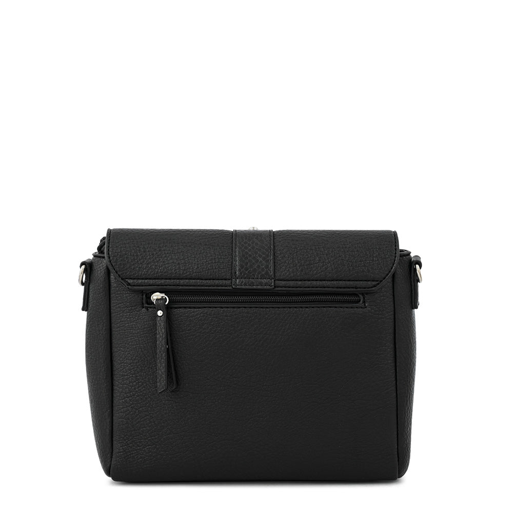 Cartera bandolera con tapa althea pequeña negro especial