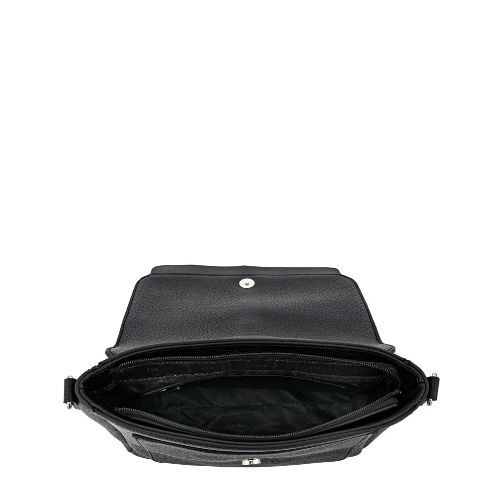 Cartera bandolera con tapa althea pequeña negro especial