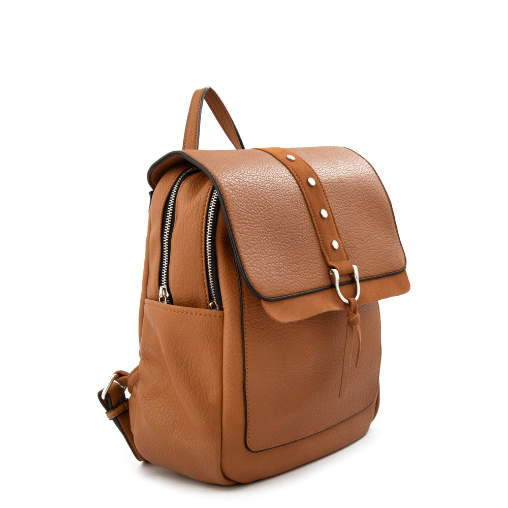 Mochila con tapa althea mediana camel