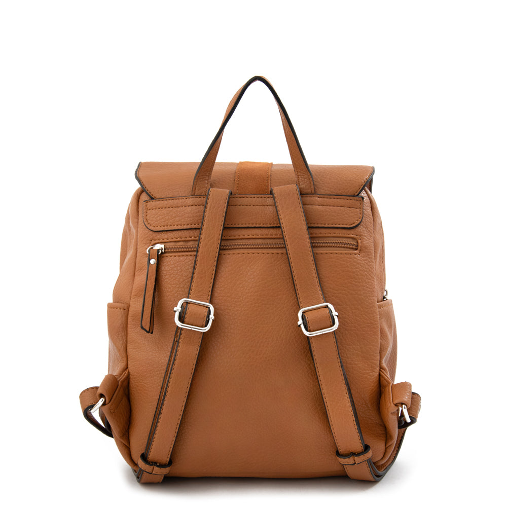 Mochila con tapa althea mediana camel