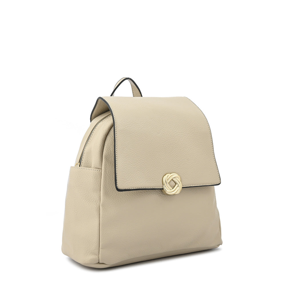 Mochila con tapa agata mediana beige