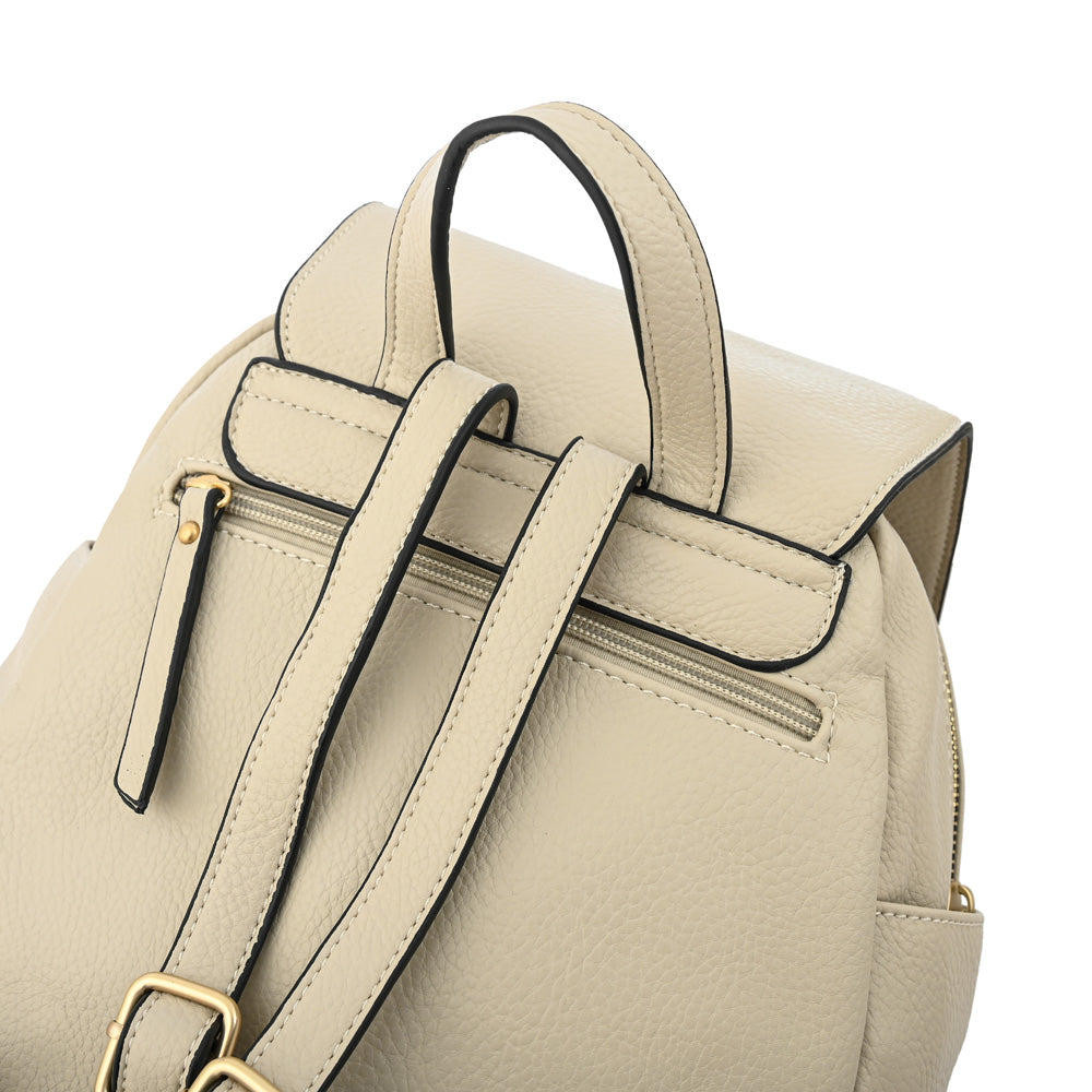 Mochila con tapa agata mediana beige