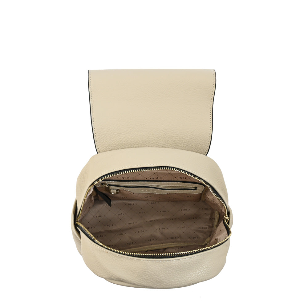 Mochila con tapa agata mediana beige
