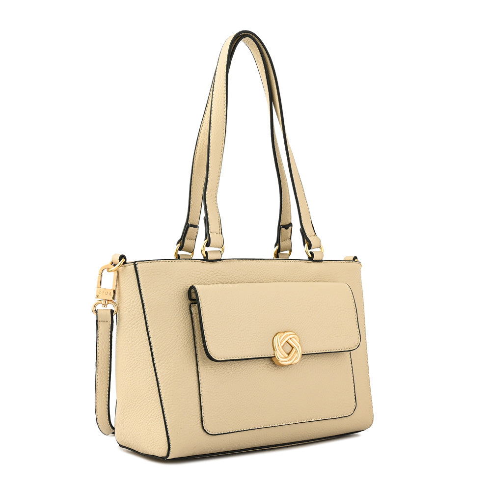 Cartera tote agata mediana beige