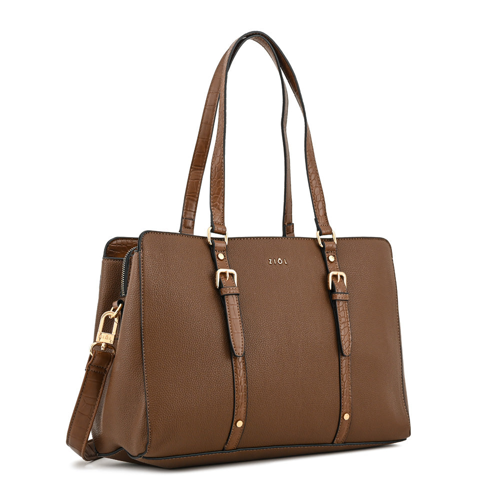 Cartera tote porta notebook dominica grande café