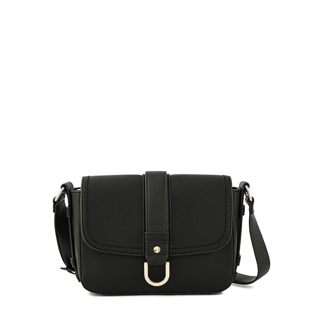 Cartera bandolera con tapa federica pequeña negro especial