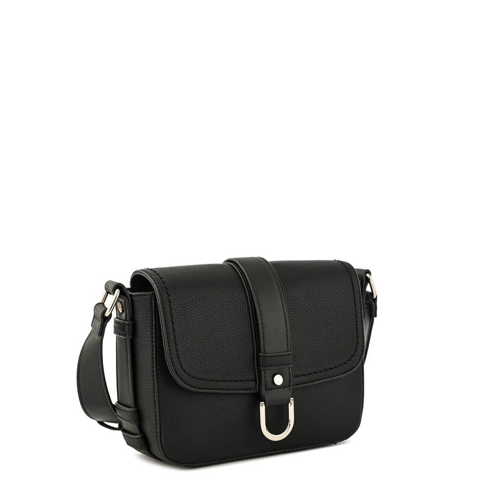 Cartera bandolera con tapa federica pequeña negro especial