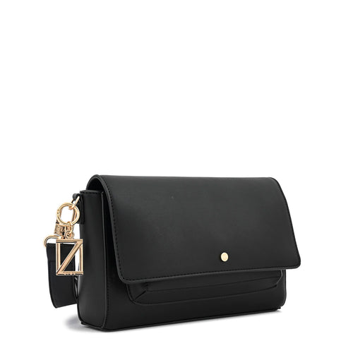 Cartera bandolera con tapa indara pequeña negro