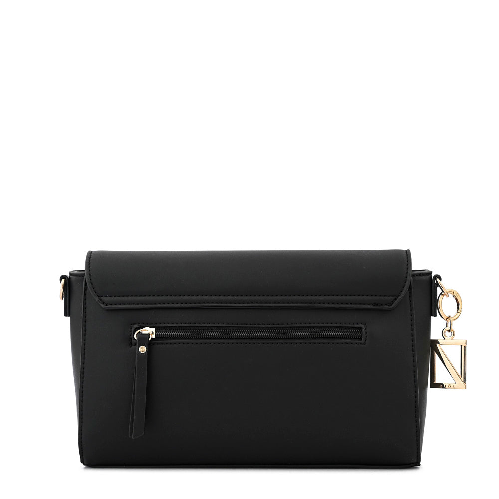 Cartera bandolera con tapa indara pequeña negro