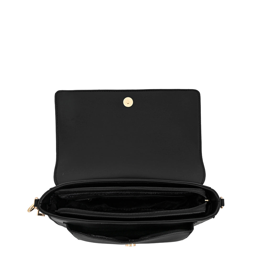 Cartera bandolera con tapa indara pequeña negro