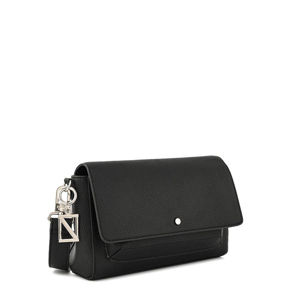 Cartera bandolera con tapa indara pequeña negro especial