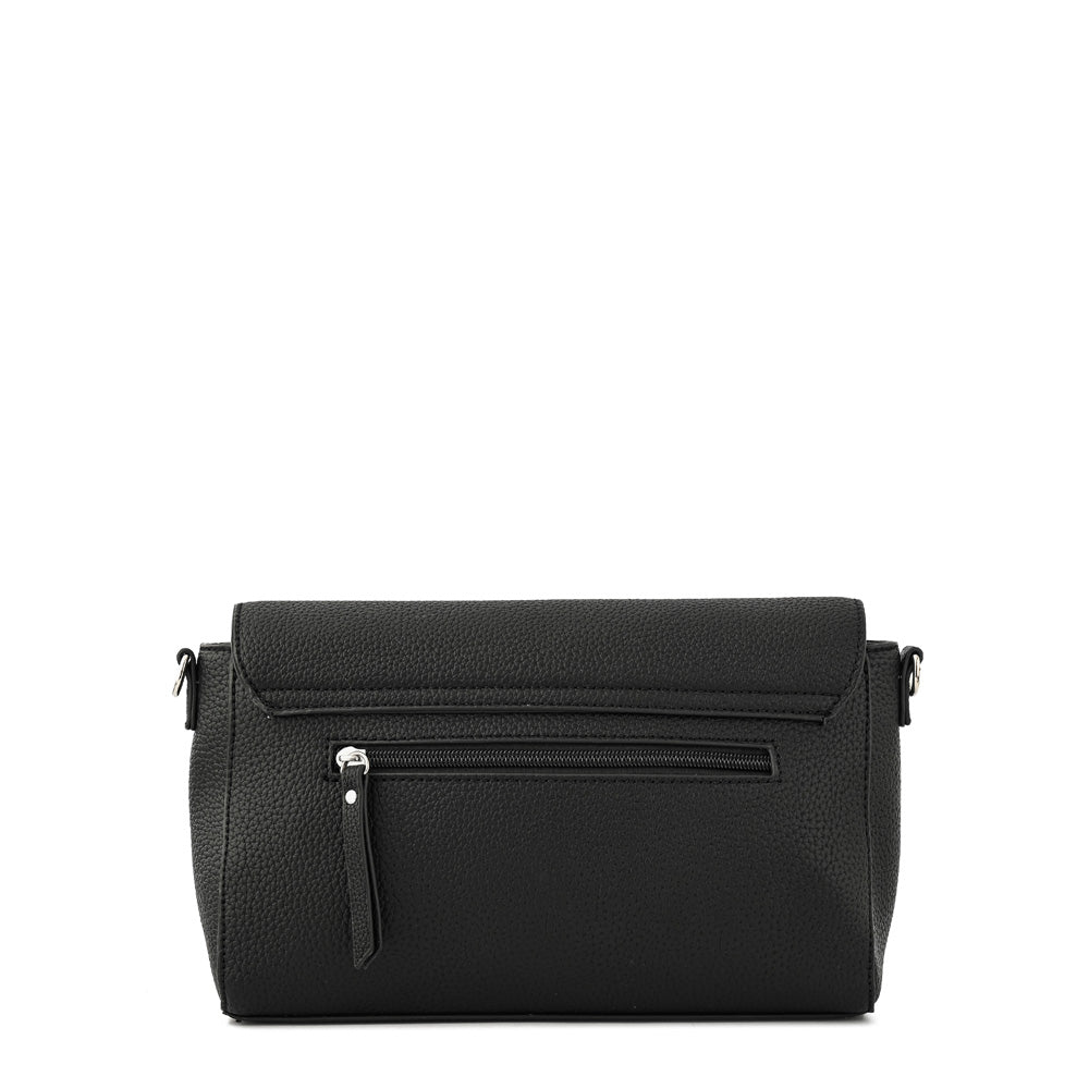 Cartera bandolera con tapa indara pequeña negro especial