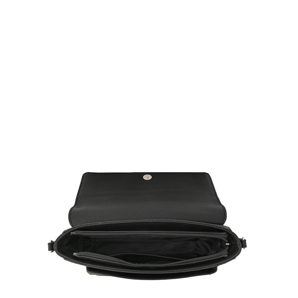 Cartera bandolera con tapa indara pequeña negro especial
