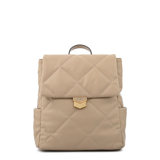 Mochila Con Tapa Mediana Liesel Beige