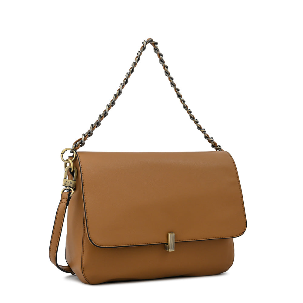 Cartera bandolera con tapa doris mediana beige