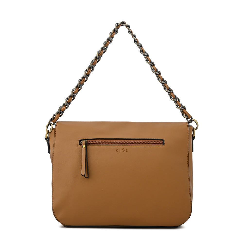 Cartera bandolera con tapa doris mediana beige