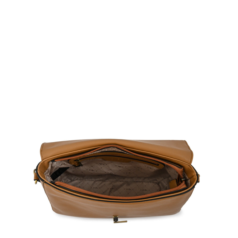 Cartera bandolera con tapa doris mediana beige