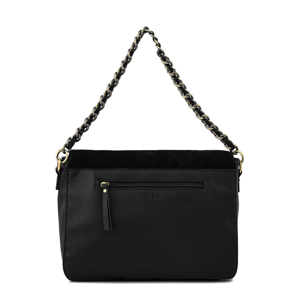 Cartera bandolera con tapa doris mediana negro especial