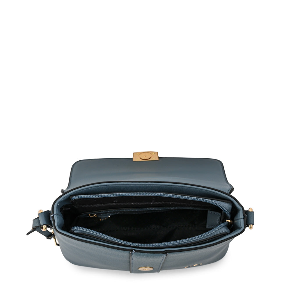 Cartera bandolera con tapa mediana creta denim