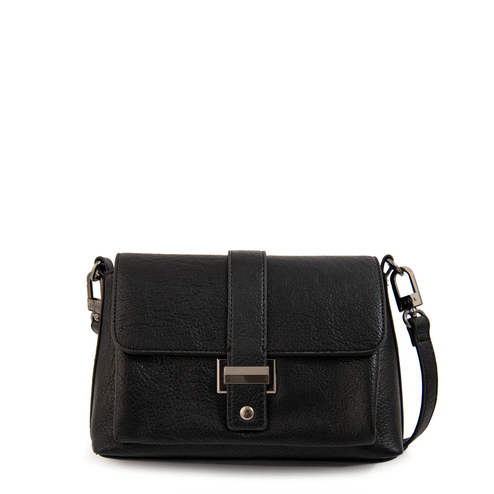 Cartera Bandolera con tapa serafina pequeña negro
