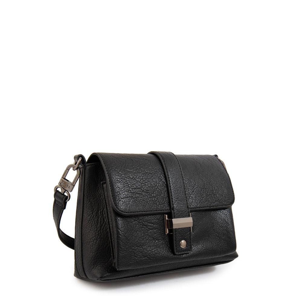 Cartera Bandolera con tapa serafina pequeña negro