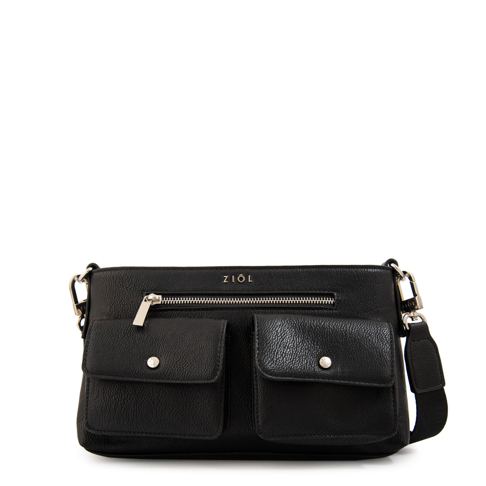 Cartera Bandolera alisa pequeña negro