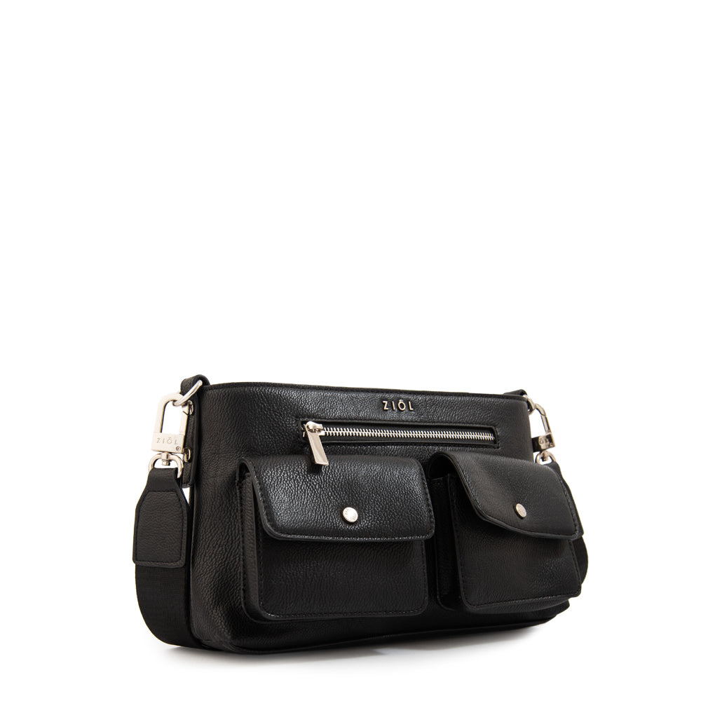 Cartera Bandolera alisa pequeña negro