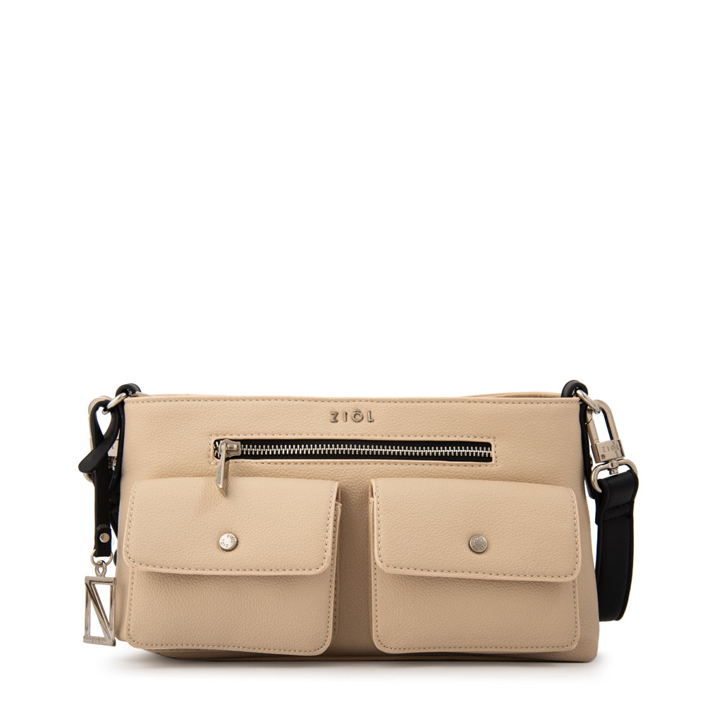 Cartera Bandolera alisa pequeña beige