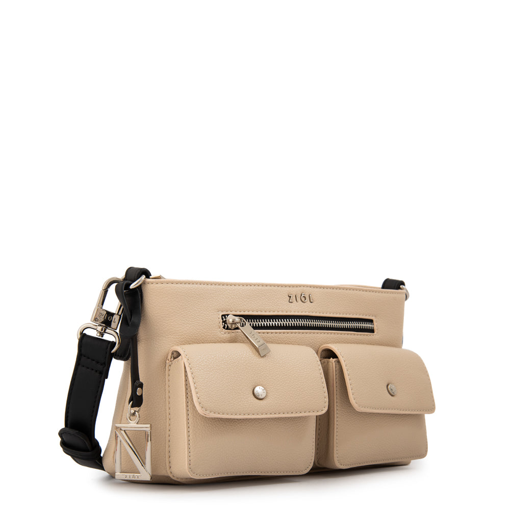 Cartera bandolera alisa pequeña beige