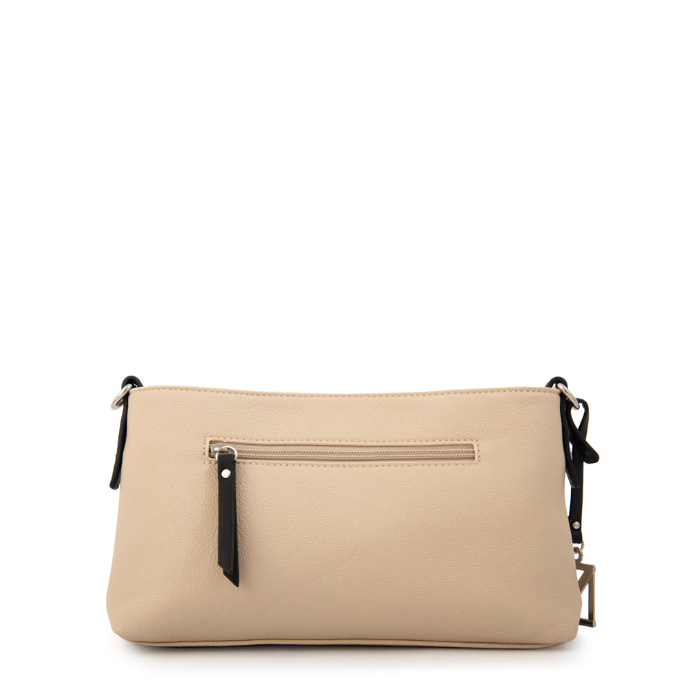Cartera bandolera alisa pequeña beige