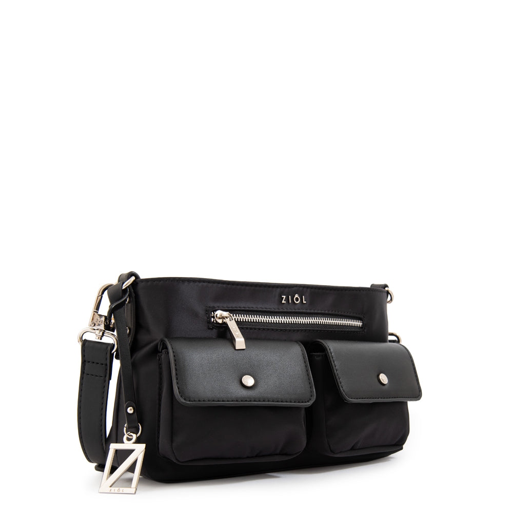 Cartera bandolera alisa pequeña negro especial