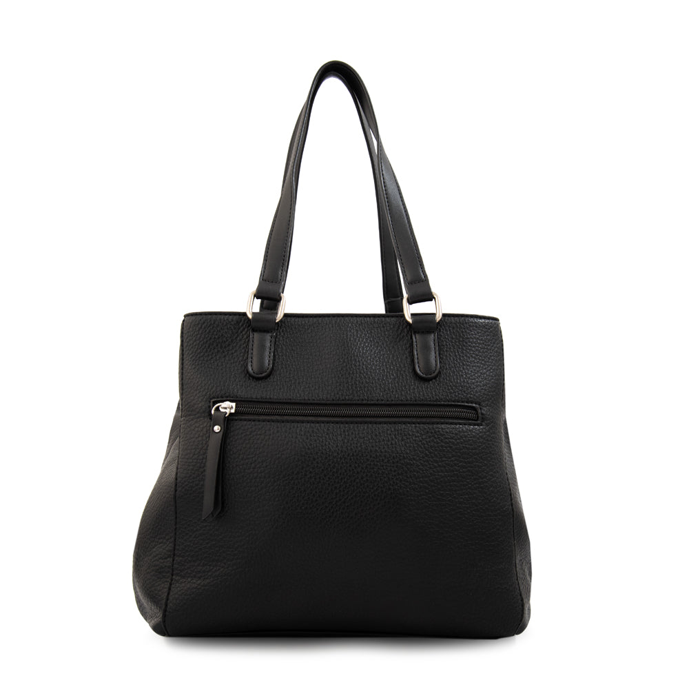 Cartera tote alisa mediana negro